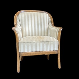 [MBL0276] Sessel beige-gold gestreift Jugendstil