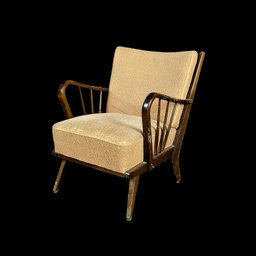 [MBL0047] Sessel, Holzgestell, braunes Polster