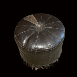 [MBL0389] Runder Lederoptik-Pouf, Sitzhocker