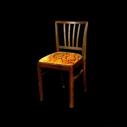 [MBL0085] Holzstuhl mit gemustertem Polster